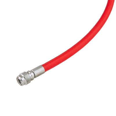 Red braided Miflex XTR inflator hose with metal sleeve and coupling