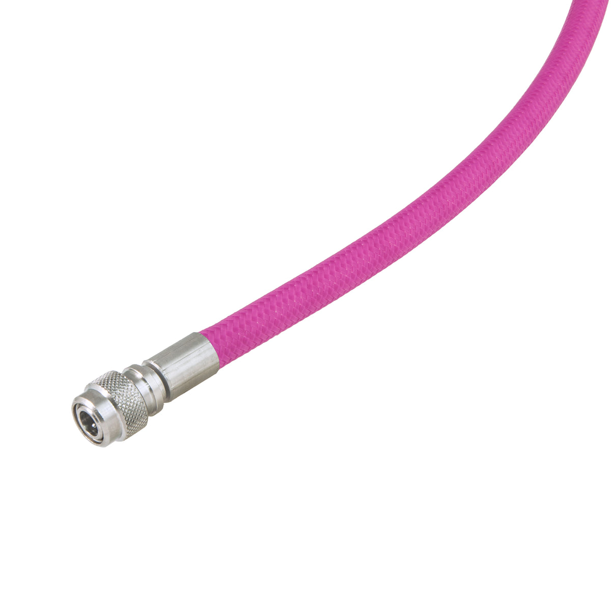 Miflex XTR inflator hose in pink with its quick-disconnect coupling
