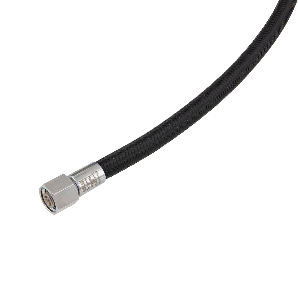 Miflex XTR low pressure regulator hose in black with stainless steel fitting