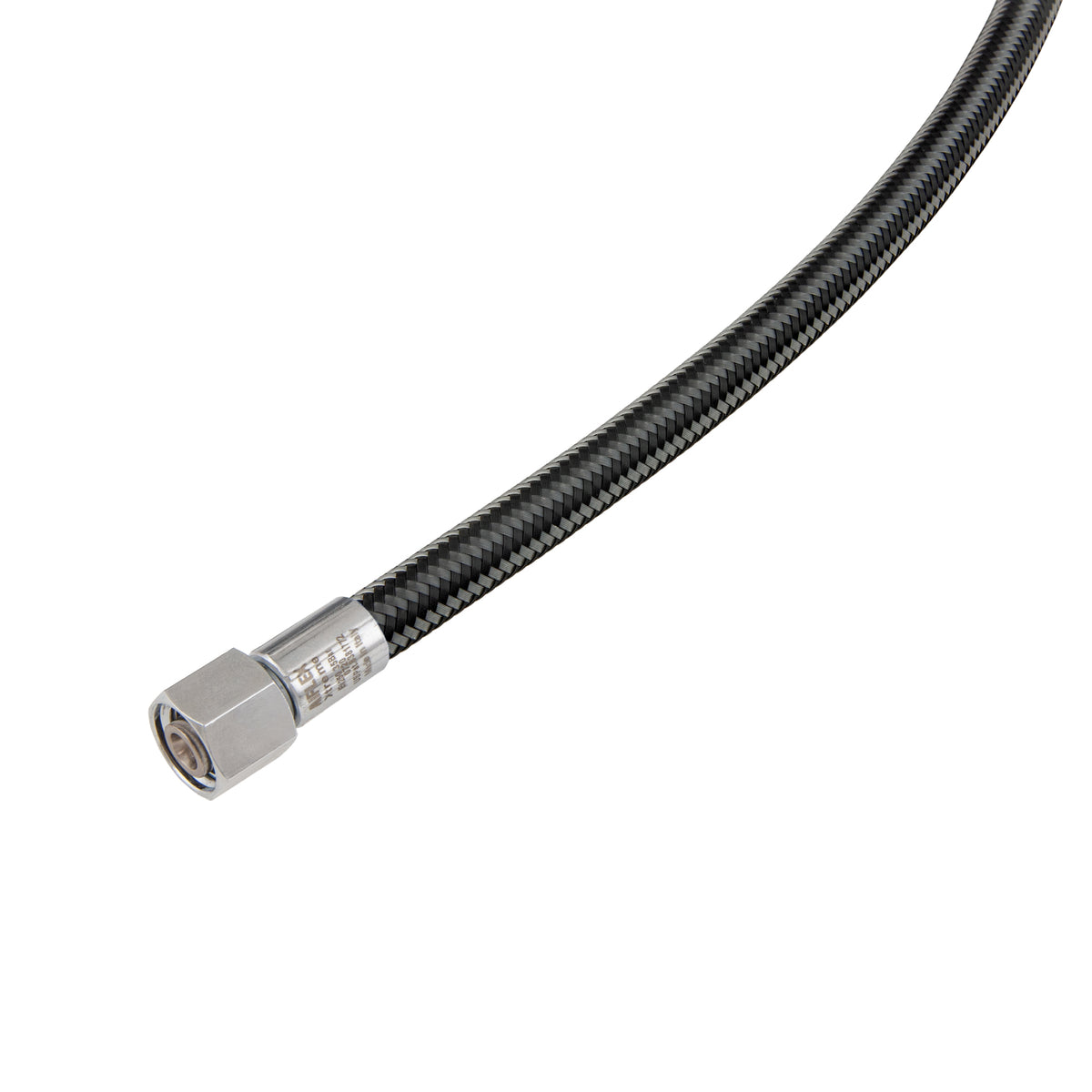 Miflex XTR low pressure regulator hose in black with stainless steel fitting