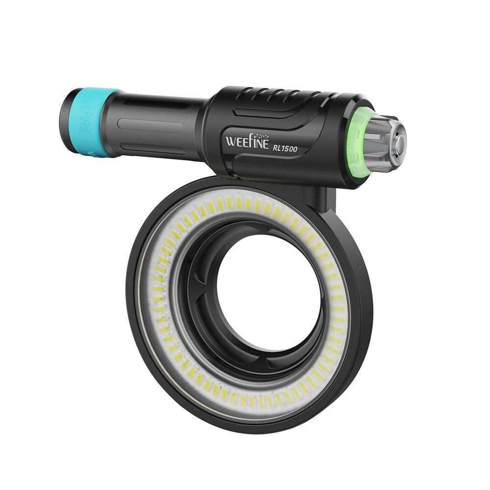 WeeFine Ring Light 1500 macro ring light, front three-quarter view