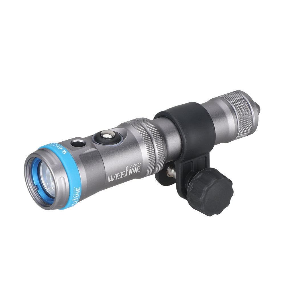 WeeFine Smart Focus 1200 FR focus light, three-quarter view in titanium grey