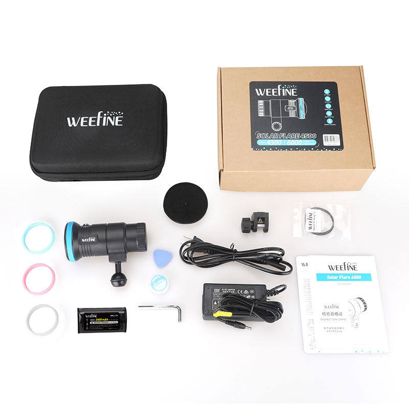 WeeFine Solar Flare 4500 video light, front three-quarter view with the dome