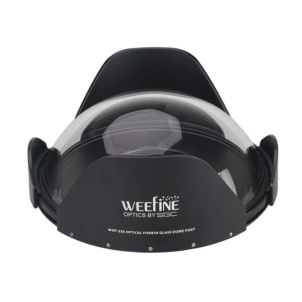 WeeFine WDP230 glass dome port, side view with the shade