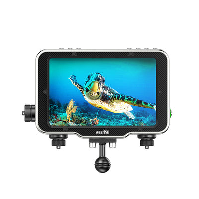 WeeFine WED-7 PRO underwater monitor, front view with the screen lit