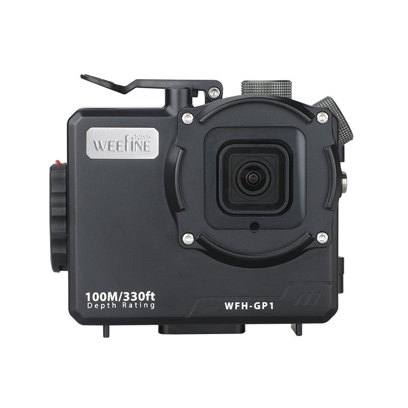 WeeFine WFH-GP1 aluminium action camera housing, front view