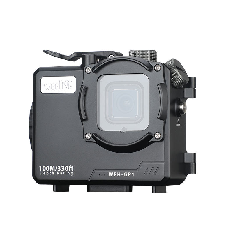 WeeFine WFH-GP1 aluminium action camera housing, front view