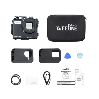 WeeFine WFH-GP1 box contents with storage bag and camera inserts