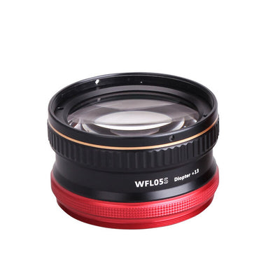 WeeFine WFL05S close-up wet lens with red ring, front view