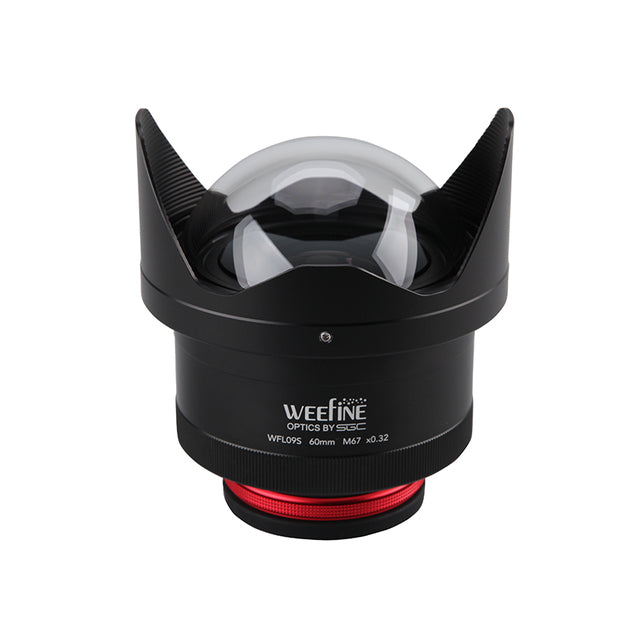 WeeFine WFL09S wide angle macro lens, front three-quarter view