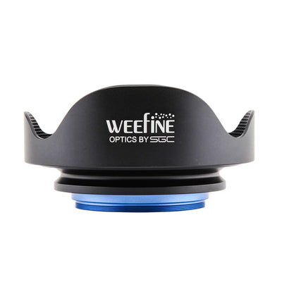 WeeFine WFL12 wide angle wet lens side view showing the shaped lens hood