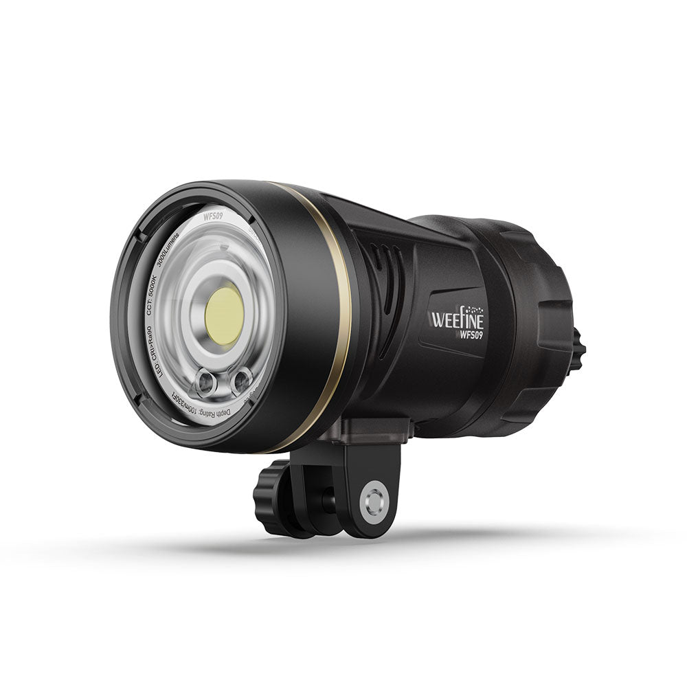 WeeFine WFS09 ring strobe, front three-quarter view with the glass dome