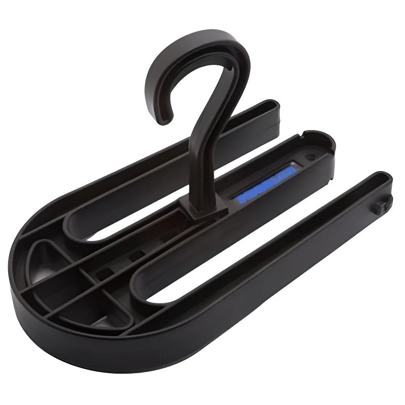 Scubatech black drysuit hanger with a hook above a U-shaped boot cradle