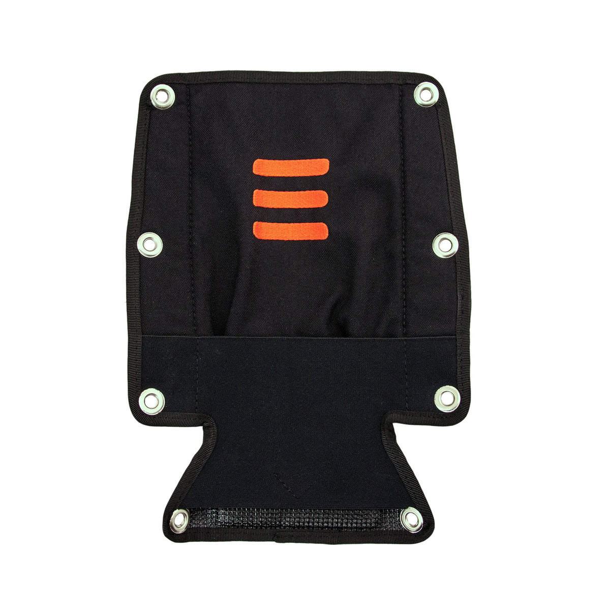 Tecline standard backplate soft pad in black with the SMB pocket and orange Tecline stripes