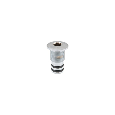 Tecline blind plug for the left expandable valve, chrome with hex socket head and two black o-rings