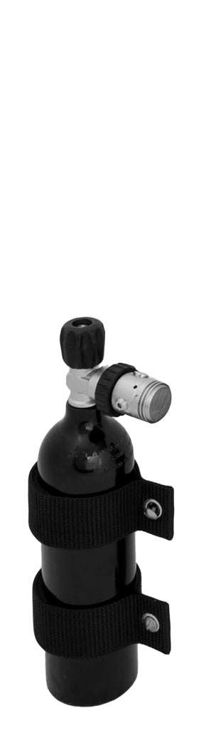 Tecline 0.85 L argon set: black aluminium cylinder with first stage and straps